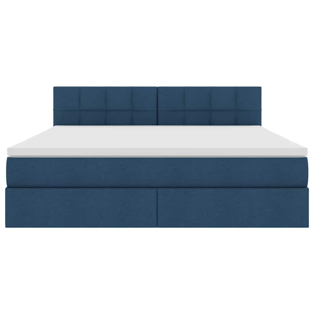 Lit avec rangement et matelas bleu 180 x 200 cm en velours - 7