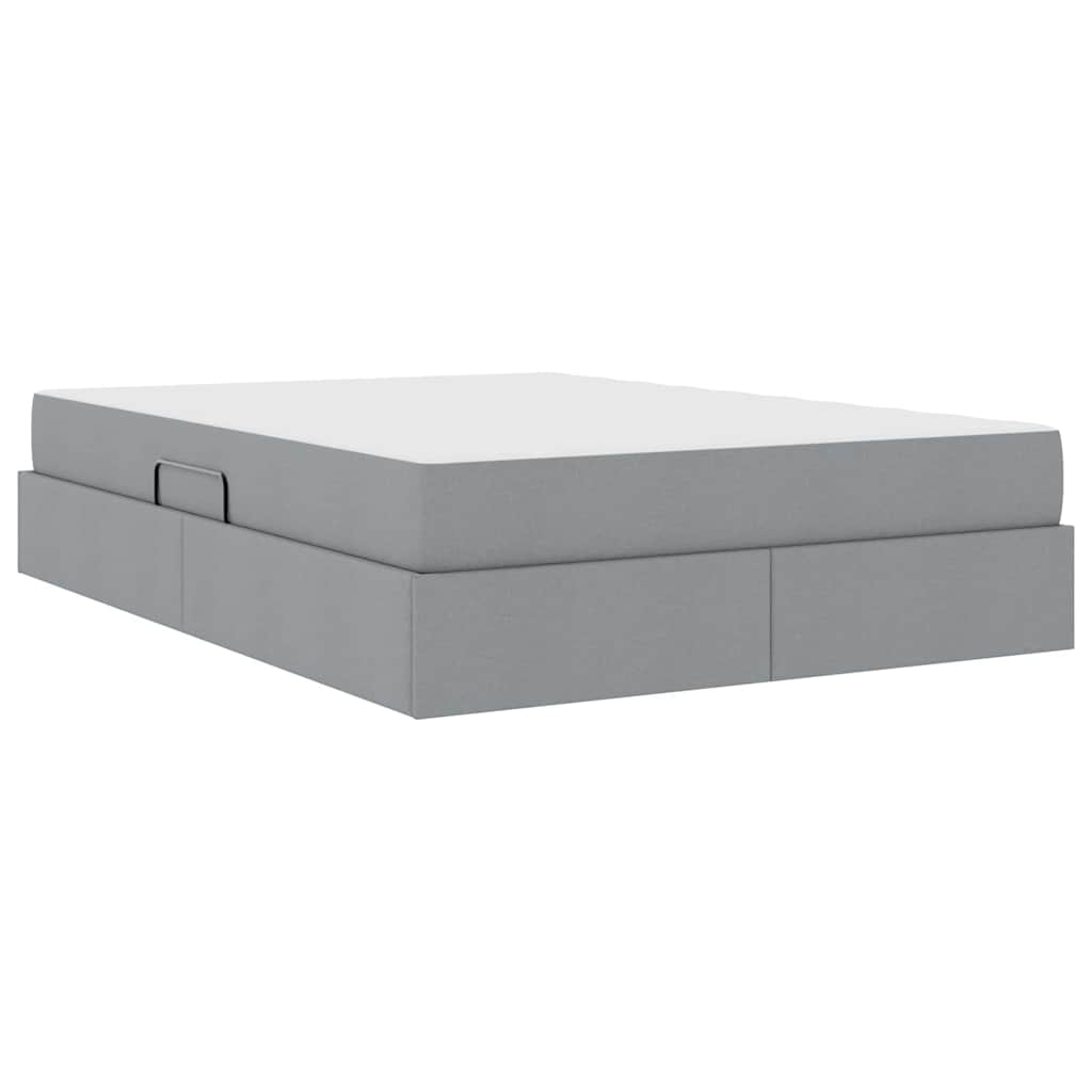 Lit avec rangement et matelas gris clair 140 x 190 cm polyester - 5