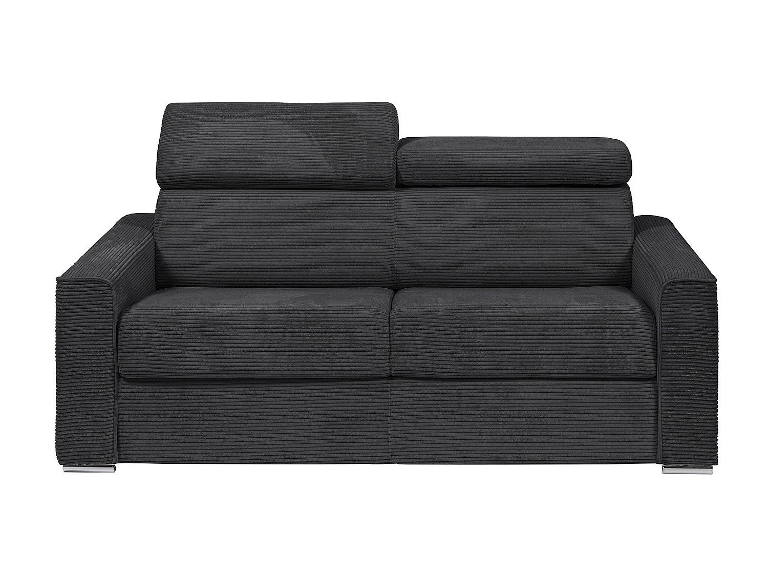 Kanapa 3 osobowa rozkładana typu express z szarego sztruksu - Miejsce do spania z szerokimi listewkami 140 cm - Materac 22 cm - VIZIR