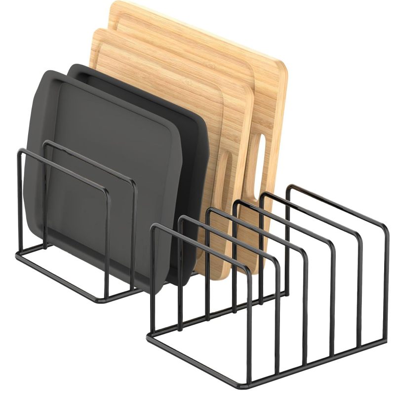 Acier Revêtu Anti-rouille Supports Rangement Cuisine Simplywire - Lot De 2 - Noir - Pour Plaques Et Planches à Découper Organisateur Plaques Cuisson Planches Découper Acier Noir