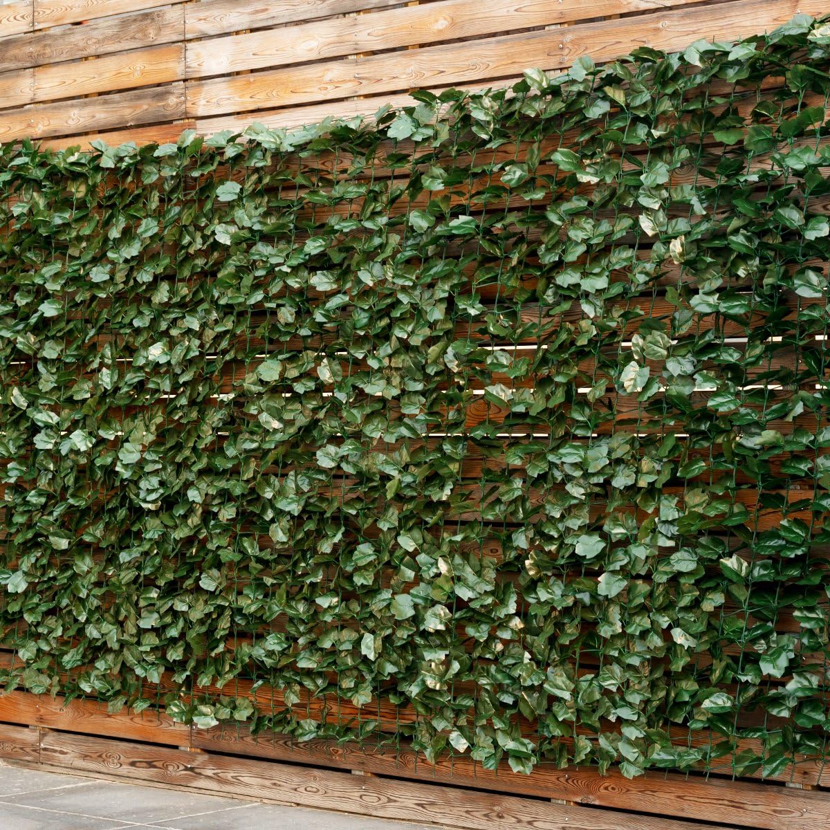 Pannelli espandibili for traliccio da giardino, schermatura for recinzione da giardino con edera artificiale e fiori viola, schermo for la privacy espandibile decorativo in finta edera, sfondo verde f