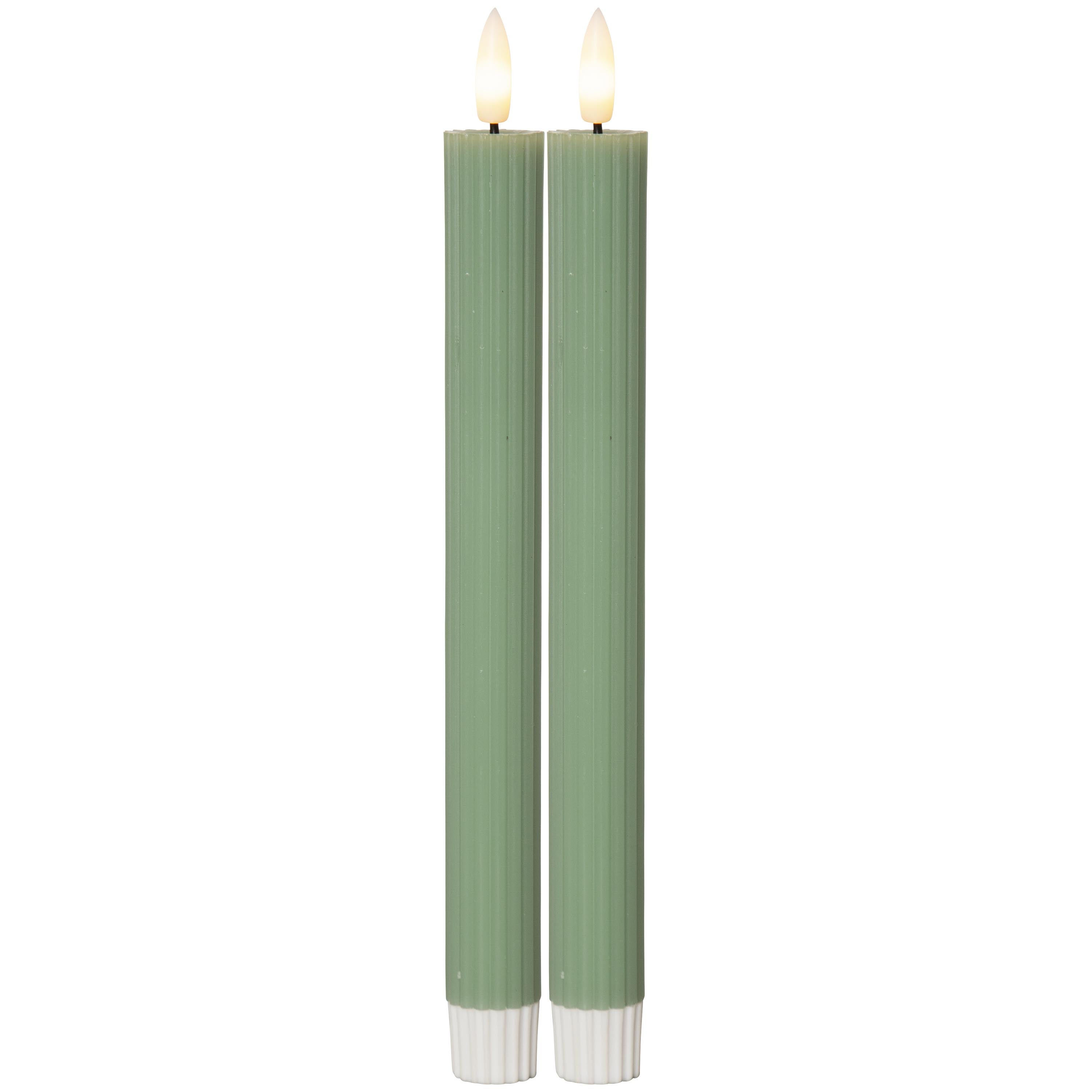 Świeca w sztyfcie Star Trading LED Flame Stripe, zestaw 2 świec woskowych, zielona