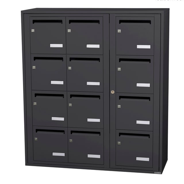Caisson Boite Aux Lettres Brique 3 Haut Avec Toit Et Support Anthracite 201x37 5x38 Cm Hxlxp