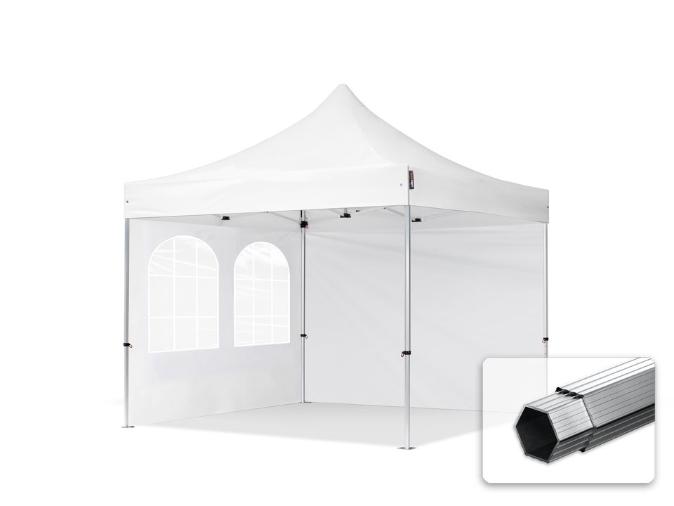 3x3 m Namiot Ekspresowy PROFESSIONAL Alu 40mm, ze ścianami bocznymi, okna kwadratowe, biały