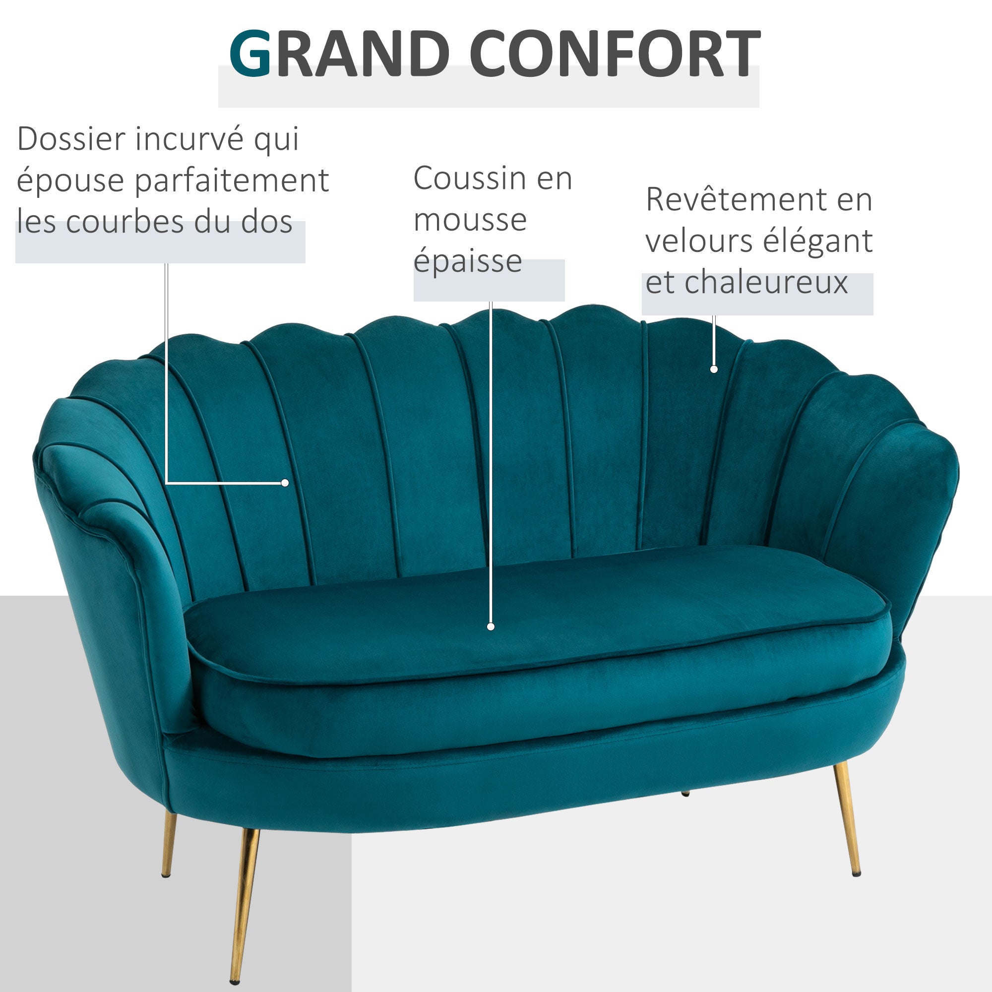 canapé tissu Polyester HOMCOM - 5