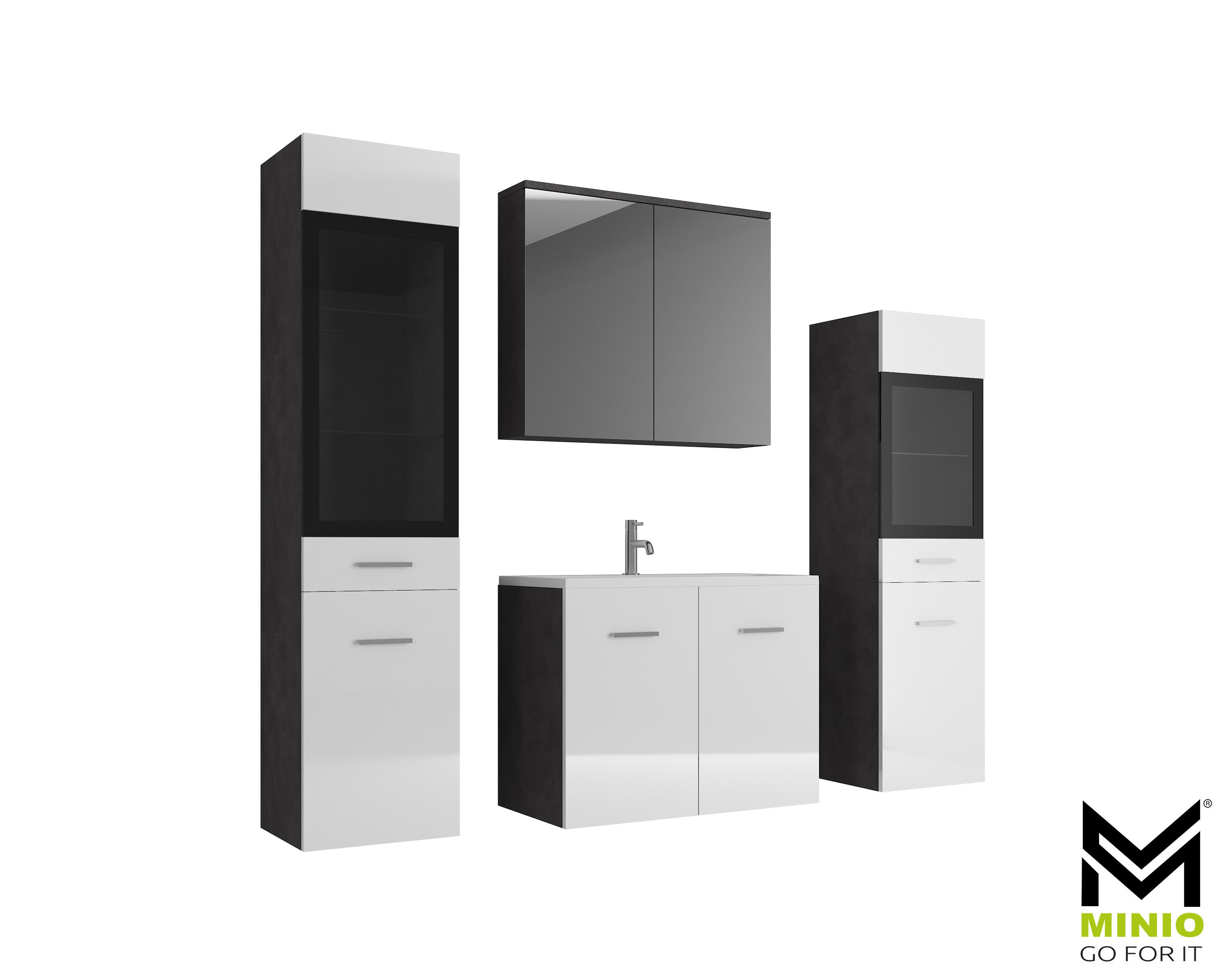 Meble łazienkowe w kolorze matera/biały połysk - MARIT II