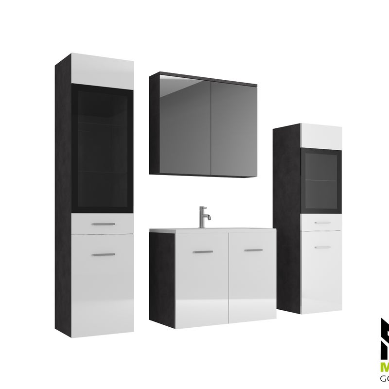 Meble łazienkowe w kolorze matera/biały połysk - MARIT II