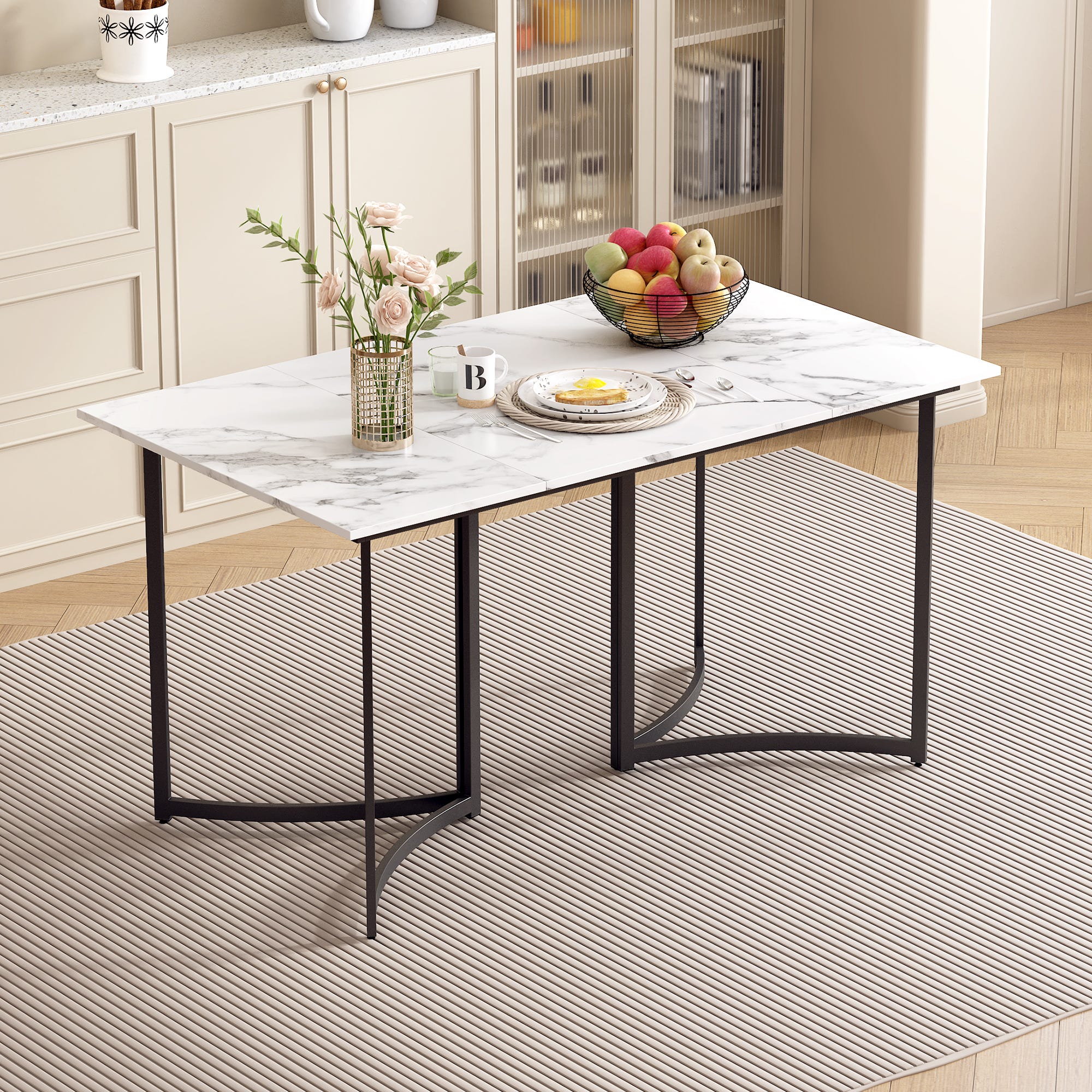 Tavolo Da Pranzo Rettangolare 120x60cm - Design Moderno Effetto Cemento, Gambe Acciaio - Foto 13