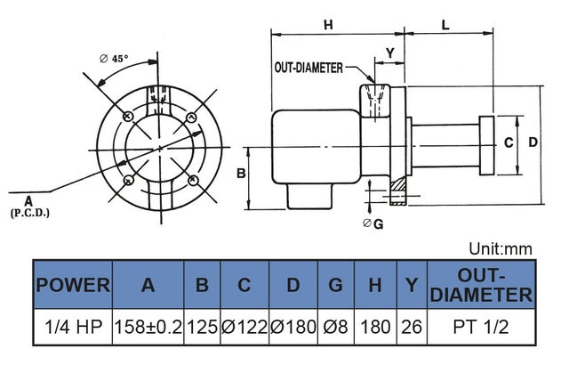 Pompe de refroidissement profondeur d'immersion 240 mm 0,18 kW 1/4 CV 400V Vertex VWP-0424 400V