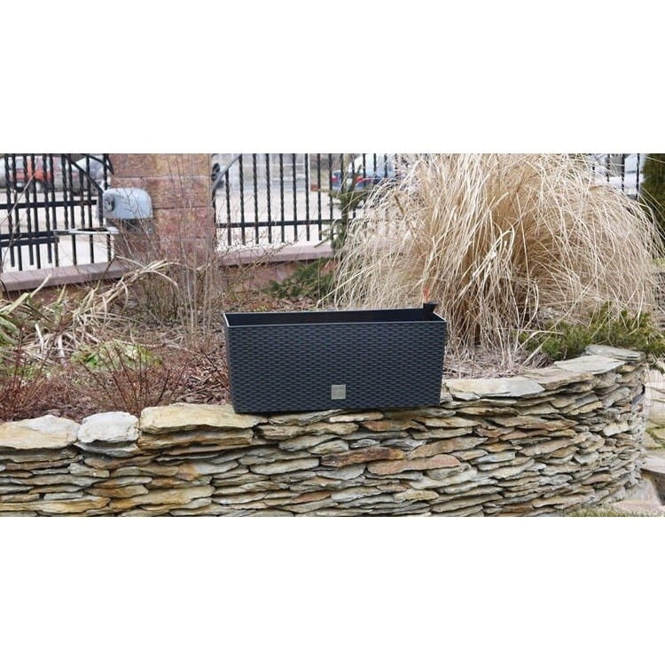 Jardinière rectangulaire de 17 litres avec arrosage automatique, couleur anthracite, dimensions 52 x 20 x 19 cm - 8
