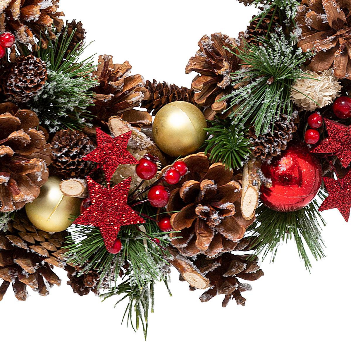 Corona de acebo con estrellas D.35cm - 2