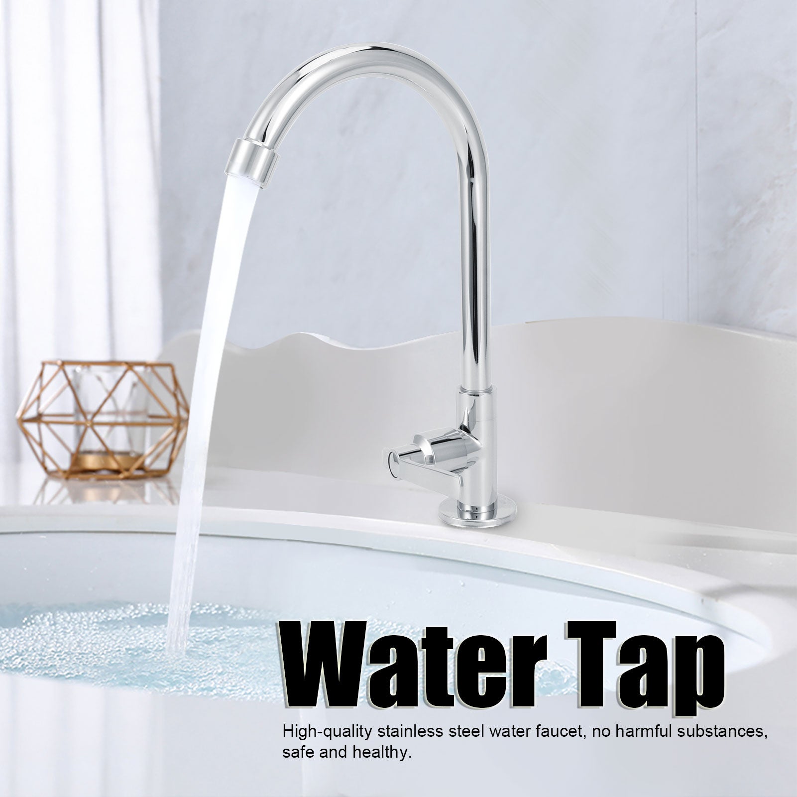 Robinet d'évier G1/2 rotatif à 360 degrés, robinet d'eau froide en acier inoxydable, fourniture de cuisine et de salle de bains - 8