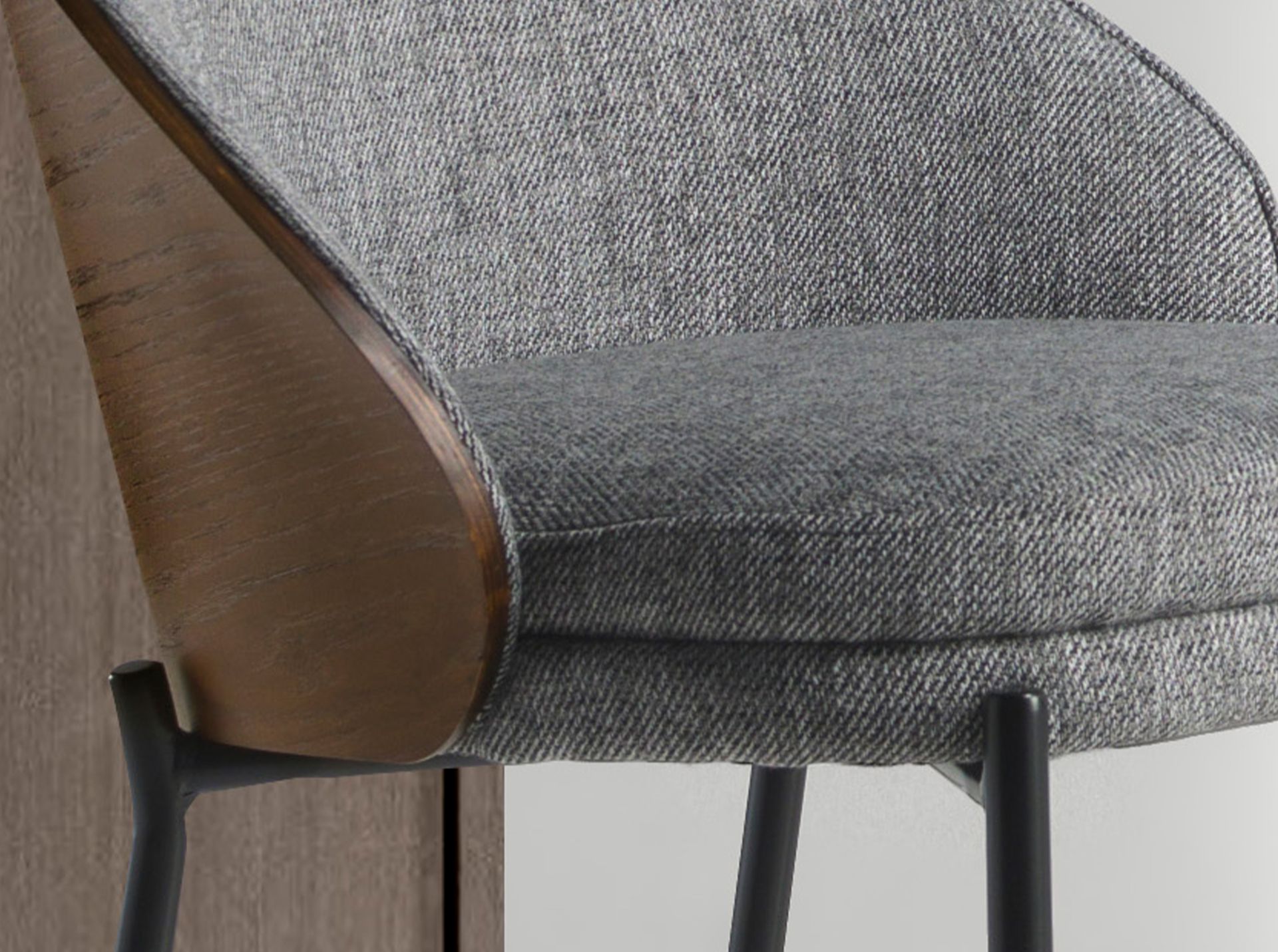 Tabouret en rotin et velours brun 51 x 50 x 95 - 5