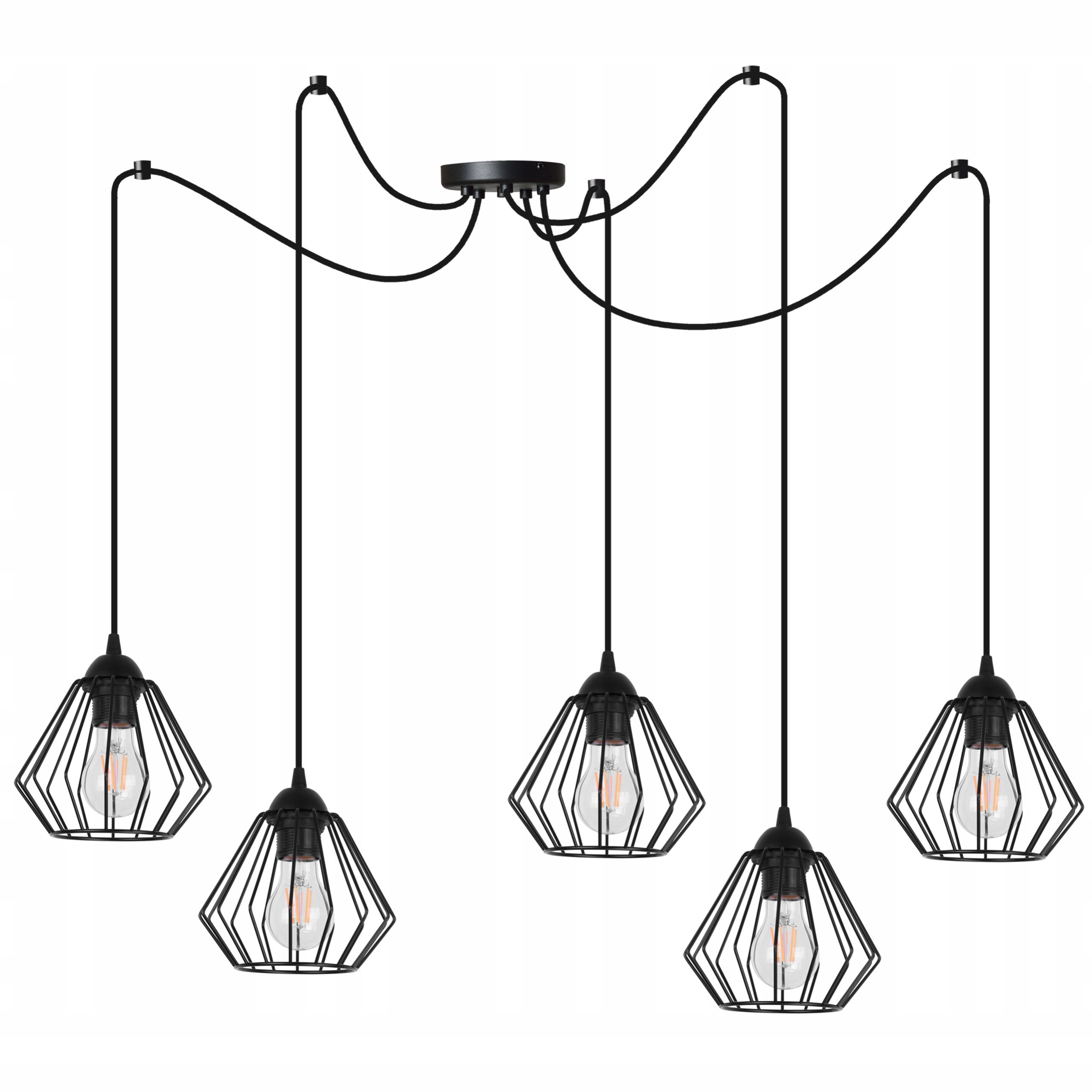 Lampa sufitowa wisząca Spider elegance 5xE27 abażur druciak czarny Light Home LH