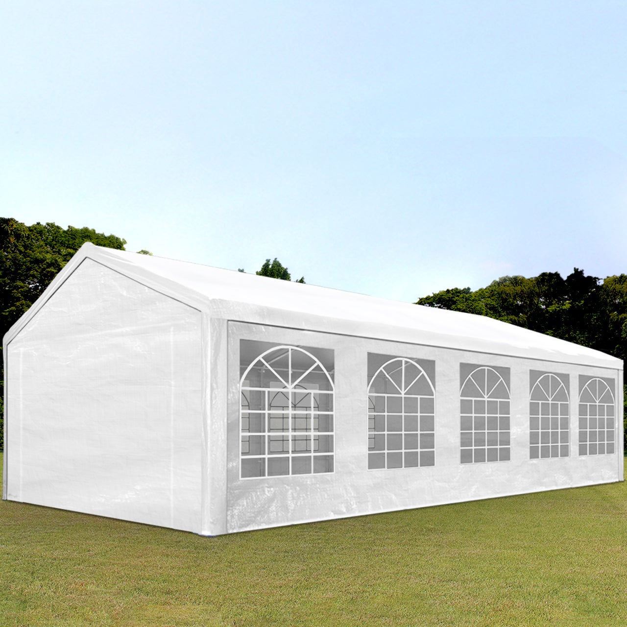 TOOLPORT Carpa de fiesta Pabellón 4x10 m en blanco Lona PE 350 N Impermeable Protección UV Carpa de fiesta Carpa de jardín - 2