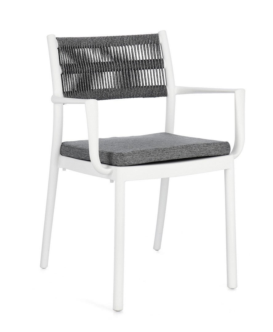 Zestaw 4 foteli z polipropylenu, odpornych na promieniowanie UV, z wyjmowaną poduszką, w kolorze jasnoszarym