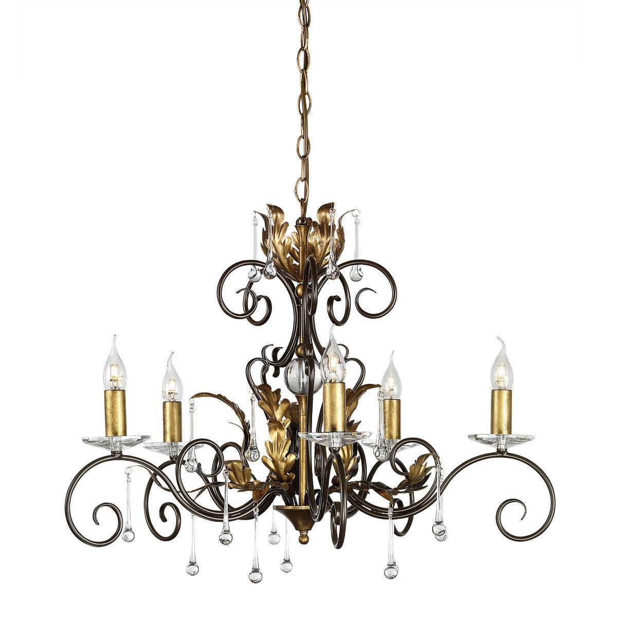 Candelabru cu 5 lumini E14, Ø 73cm, stil clasic, culoare bronz, Amarilli, Elstead