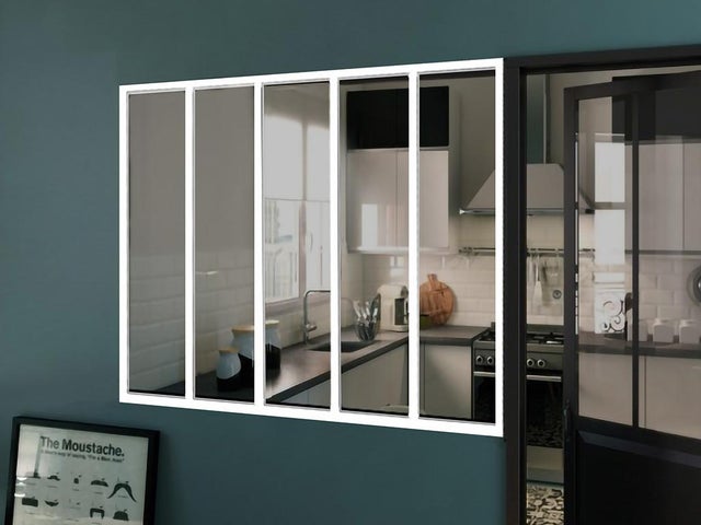 Verrière atelier en aluminium thermolaqué blanc 150 x 105 cm (L x H) – BAYVIEW