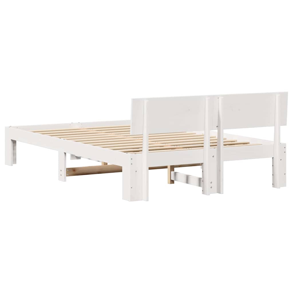 Cadre de lit avec tête de lit en pin massif blanc, 120 × 190 cm - 7