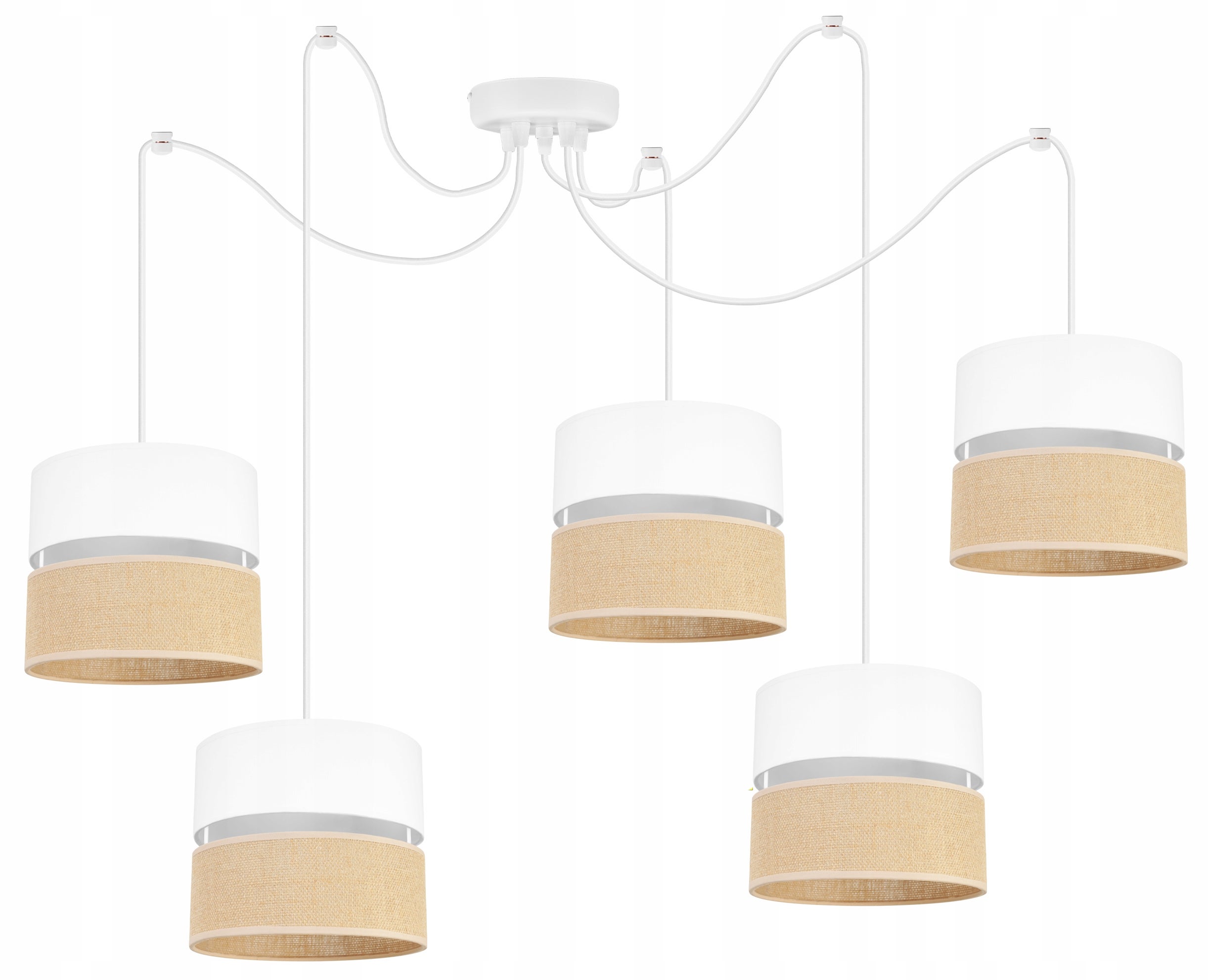 Lampa sufitowa wisząca modern Juta 5xE27 klosz owalny beżowy/biały Light Home LH