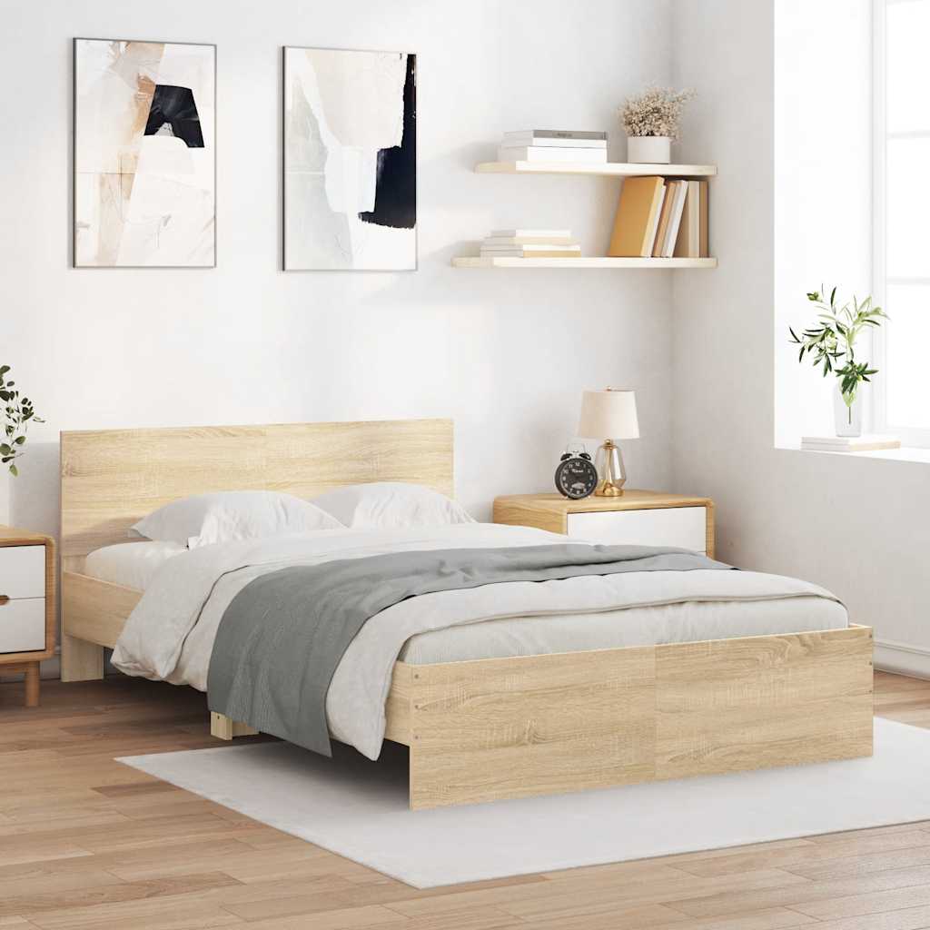 Vidaxl Estructura De Cama Con Cabecero Roble Sonoma 120X190 Cm , Leroy Merlin