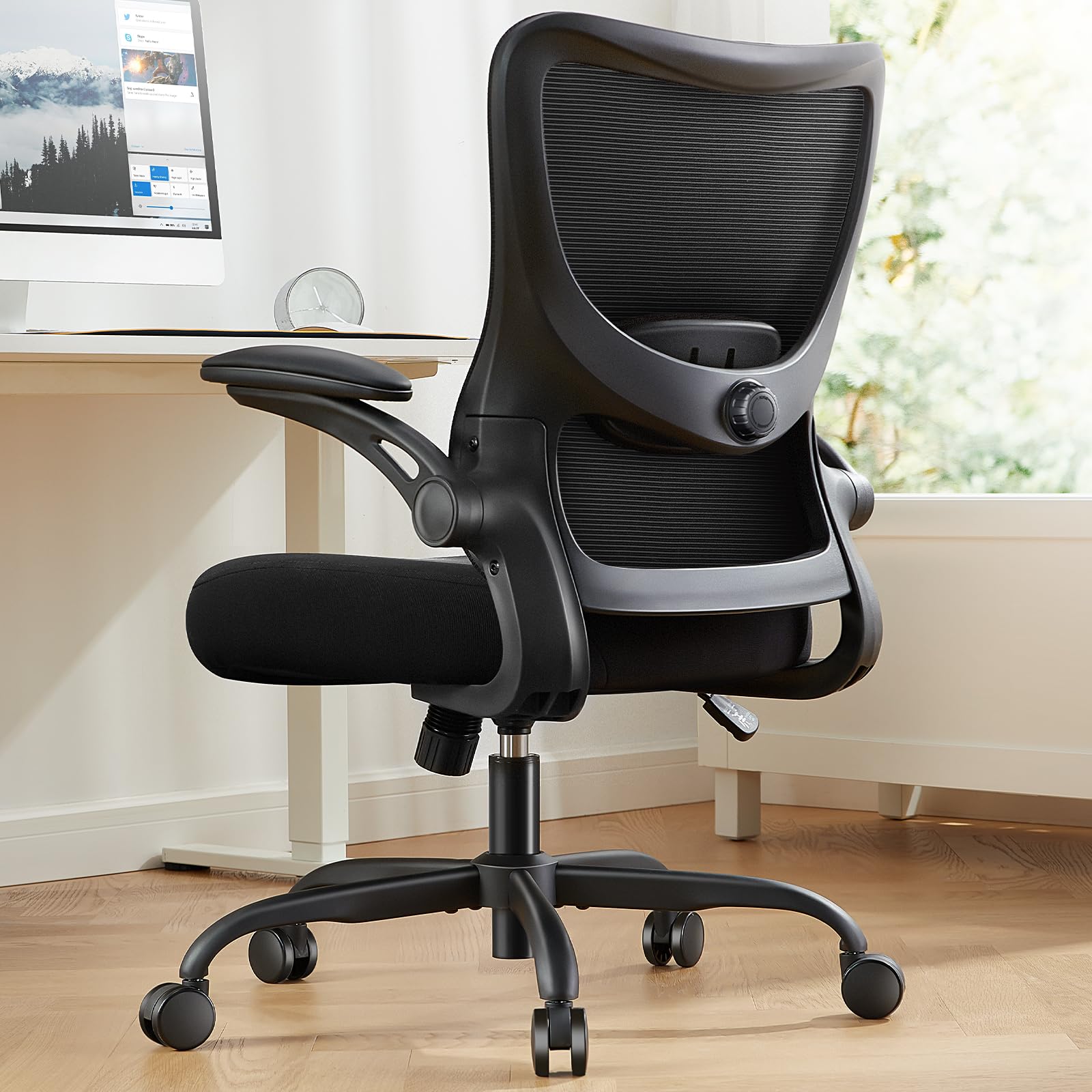 Marsail Sedia Ufficio Ergonomica In Rete - Braccioli 3D PU, Supporto Lombare Regolabile, Portata 136kg