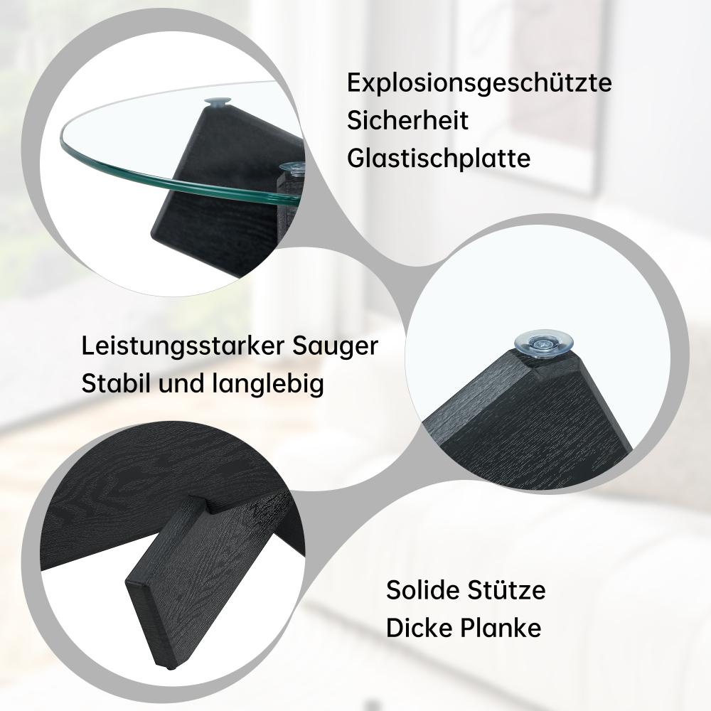 Tavolino Rotondo MDF e Vetro Temperato Multicolore 79cm, Gambe Legno Nero, Superficie Vetro 0,8cm, Design Elegante e Moderno - 7