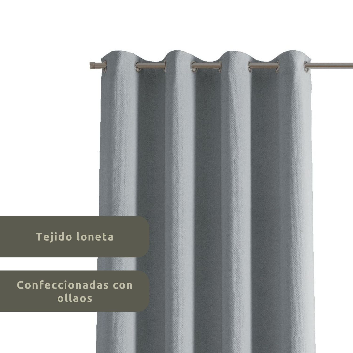 Pack 2 Cortinas Confeccionadas Loneta Gris 140x260cm Donegal Collections - 5