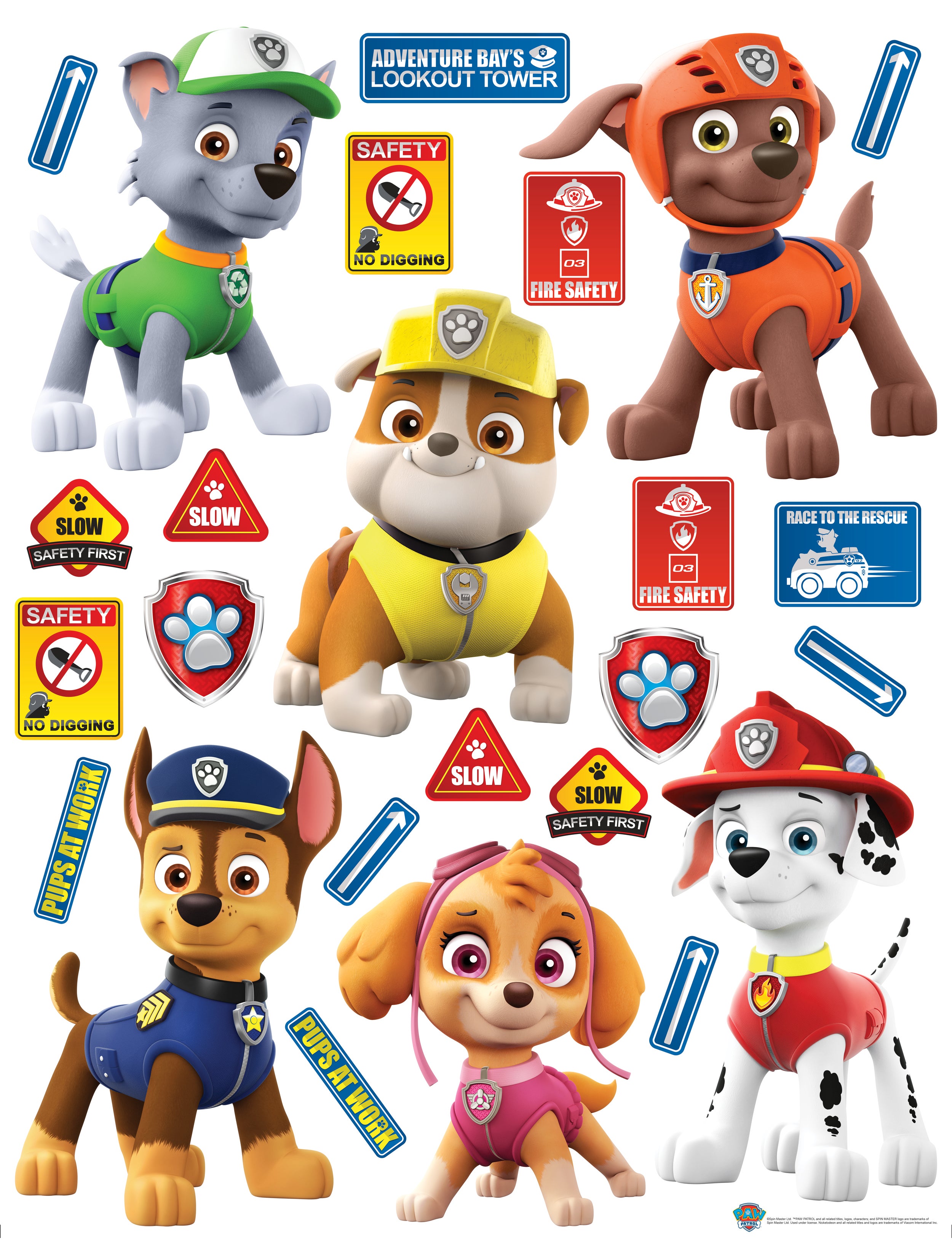 Mural decorativo autoadhesivo paw patrol rojo, amarillo y verde - 85 x 65 cm - sanders & sanders