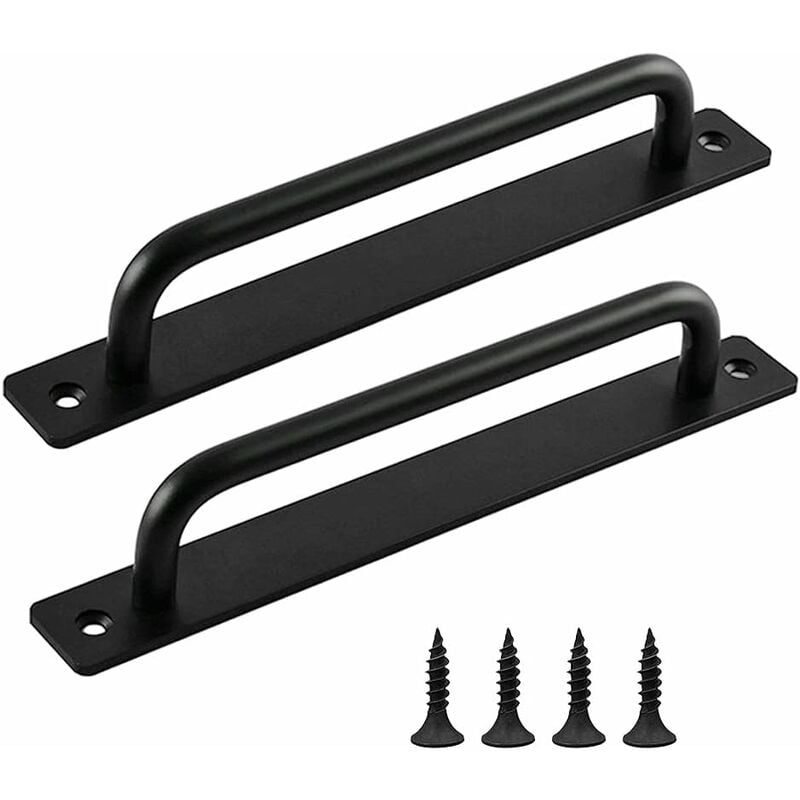 Klamka do drzwi przesuwnych, 2 sztuki, klamka do drzwi stodołowych, czarna klamka, klamki wewnętrzne i zewnętrzne ze śrubami, do kuchni