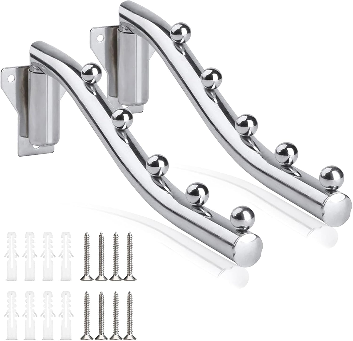 2 Pcs Étendoir Mural Pliable Cintre Rétractable - Organisateur Salon Chambre Salle De Bain Blanc Gris