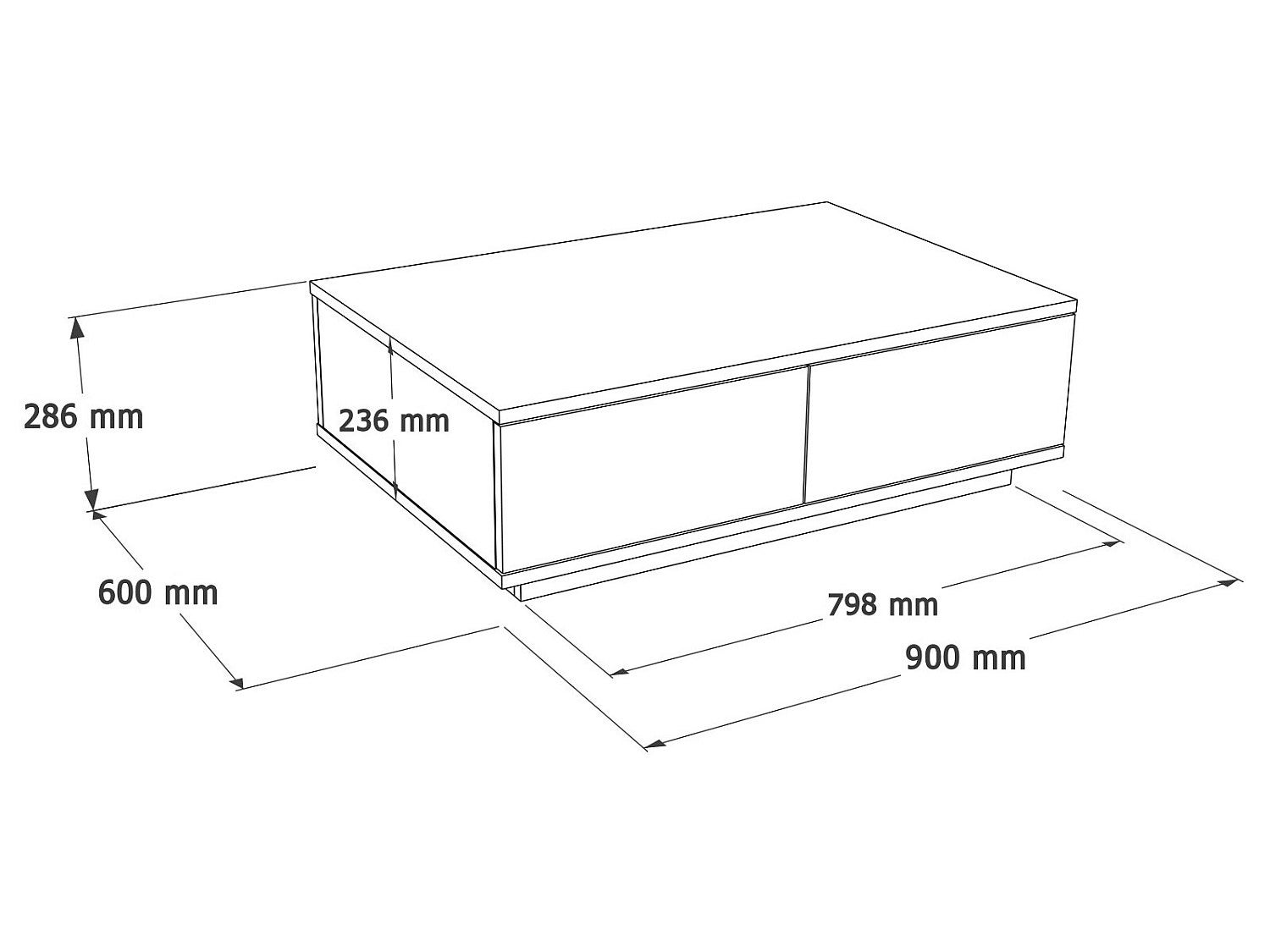 Table basse avec 2 portes - Naturel et Blanc - LOTULA - 3