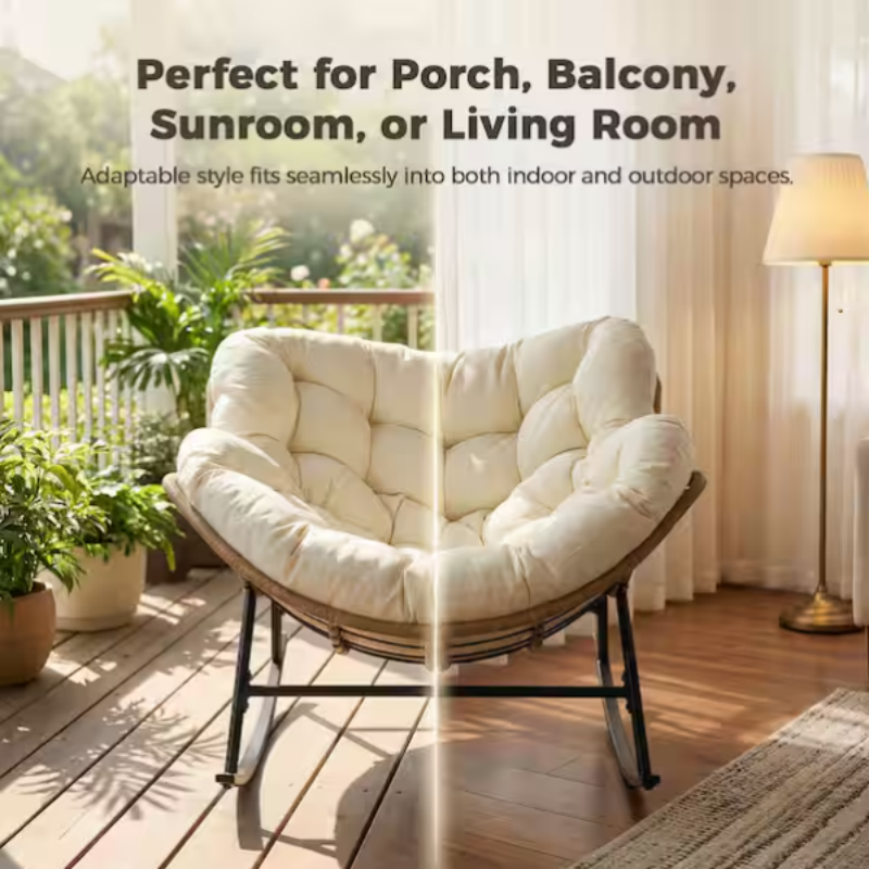 Grand coussin pour fauteuil à bascule (beige), coussin imperméable pour fauteuil inclinable, coussin pour canapé une place, doux et confortable. - 5