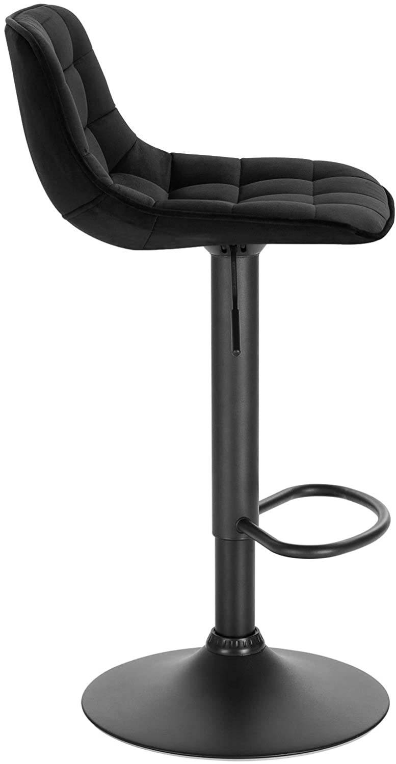 WOLTU 1 X Tabouret de Bar en velours et métal. Chaise de comptoir réglable en Hauteur et Rotatif. Noir - 2
