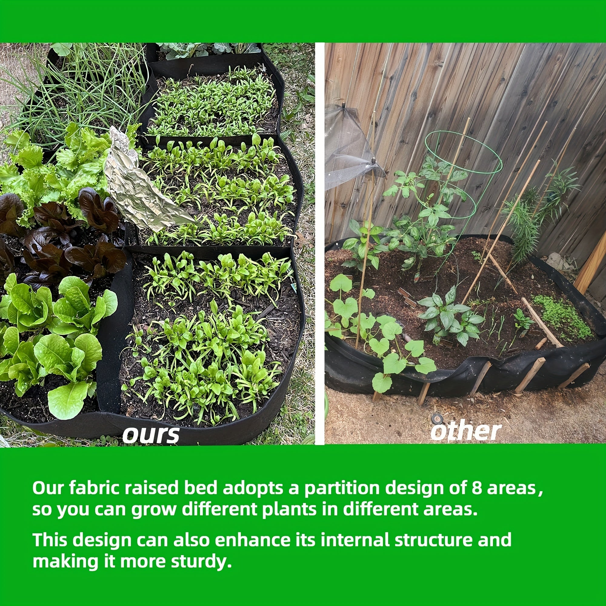 Lit de jardin surélevé en tissu à 4 grilles, lit de légumes surélevé, lit de plantation surélevé, sac de plantation de jardin, pot de fleur, 1 pièce - 2