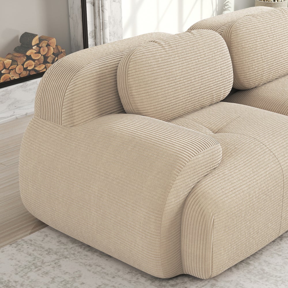 Luscriate - Canapé droit modulaire 4 places en velours côtelé, canapé compresse sans cadre - Beige - 5