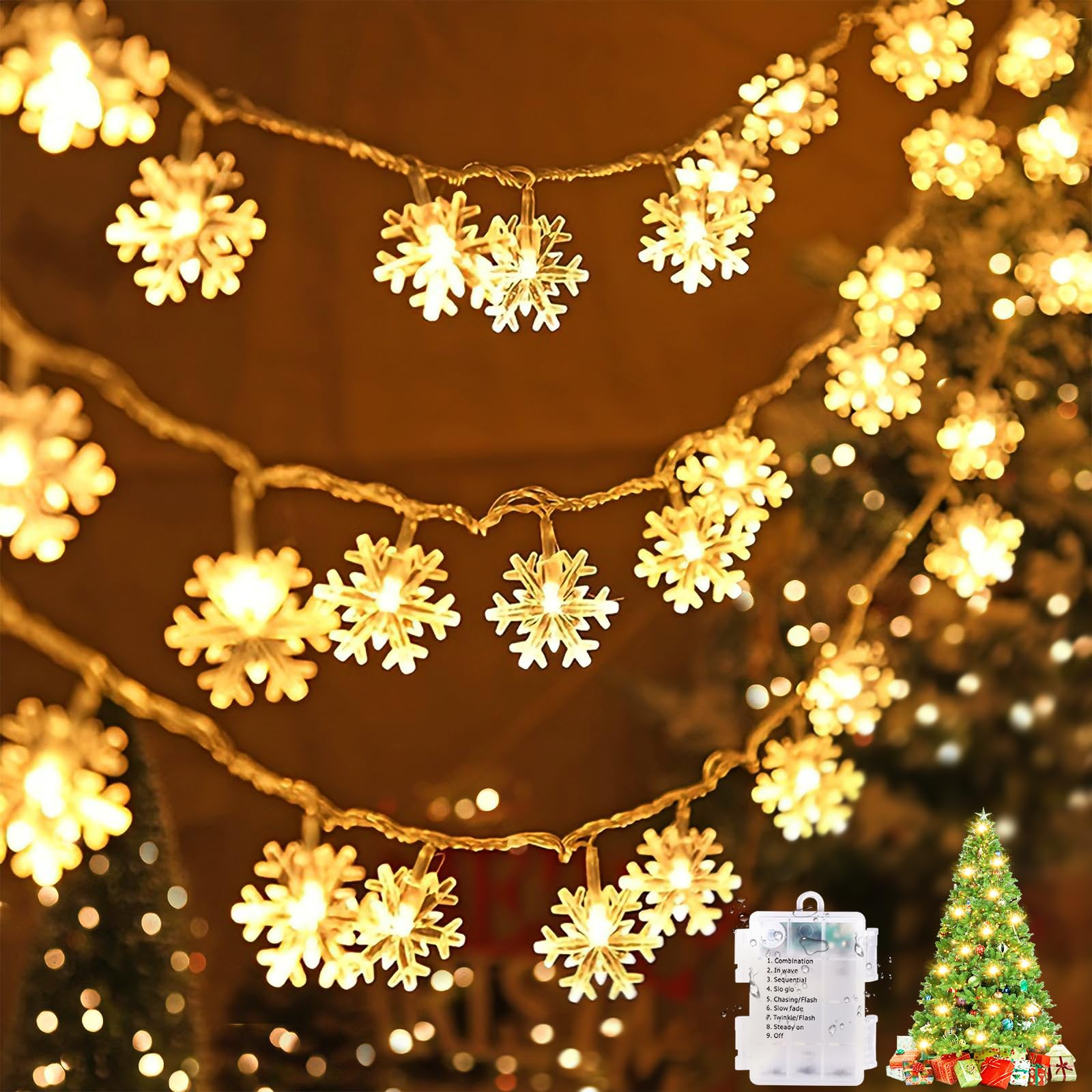 Guirlande lumineuse flocon de neige 40 LED 6 m Fonctionne avec 8 — free download