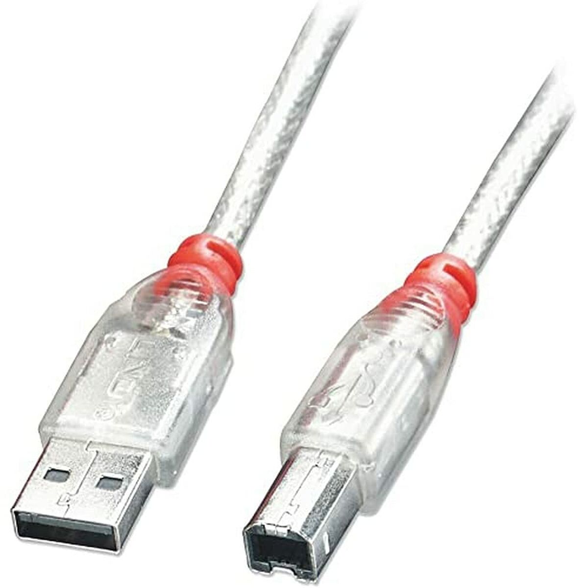 Lindy 41753 Cavo USB 2.0 Trasparente Con Anello Rosso - Collegamento Stampante E Dispositivi, Alta Velocità - 2