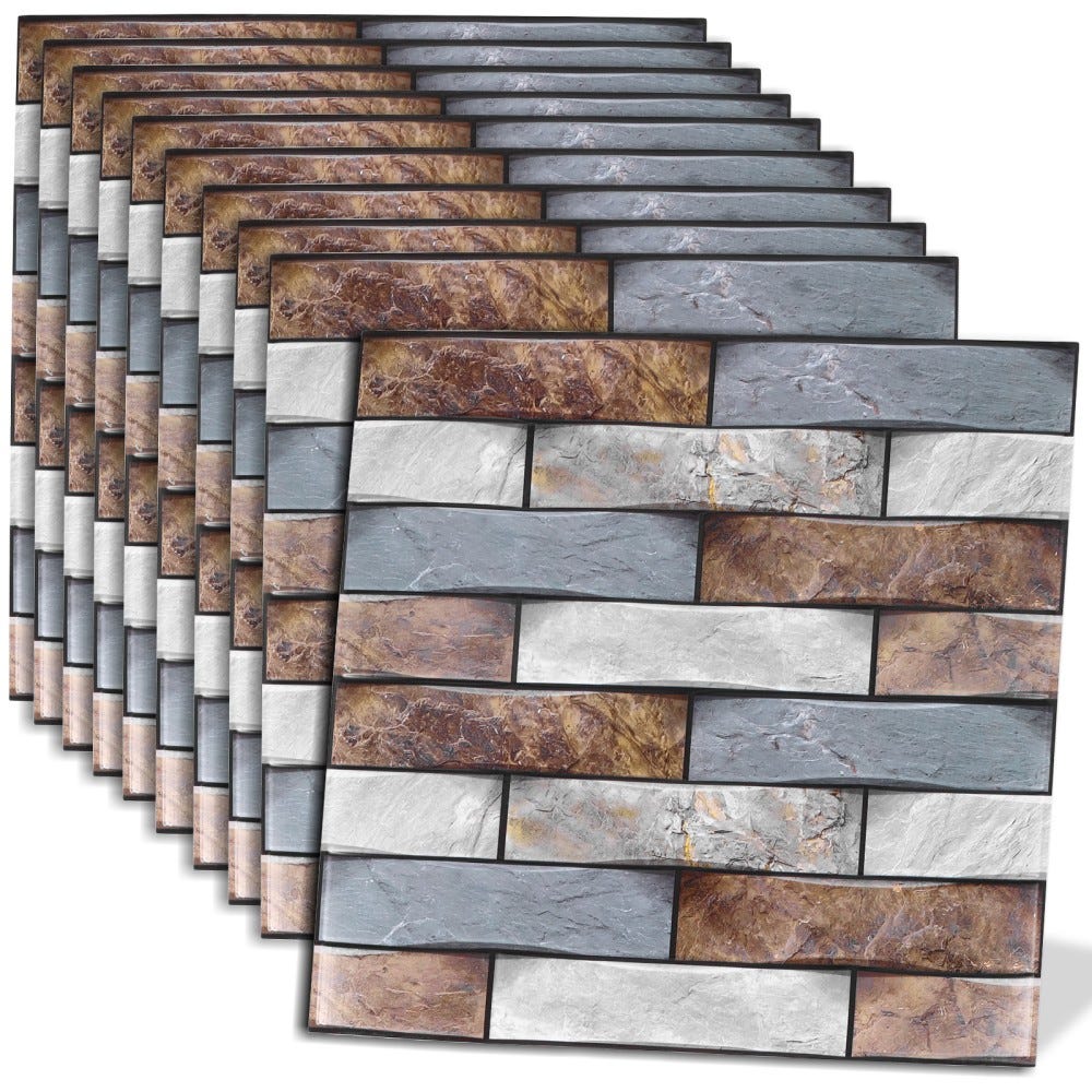 Lot de 10 panneaux muraux effet marbre gris naturel - 4,54 m² - 48,83 Lot de 10 panneaux muraux effet marbre gris naturel - 4,54 m² - 48,83