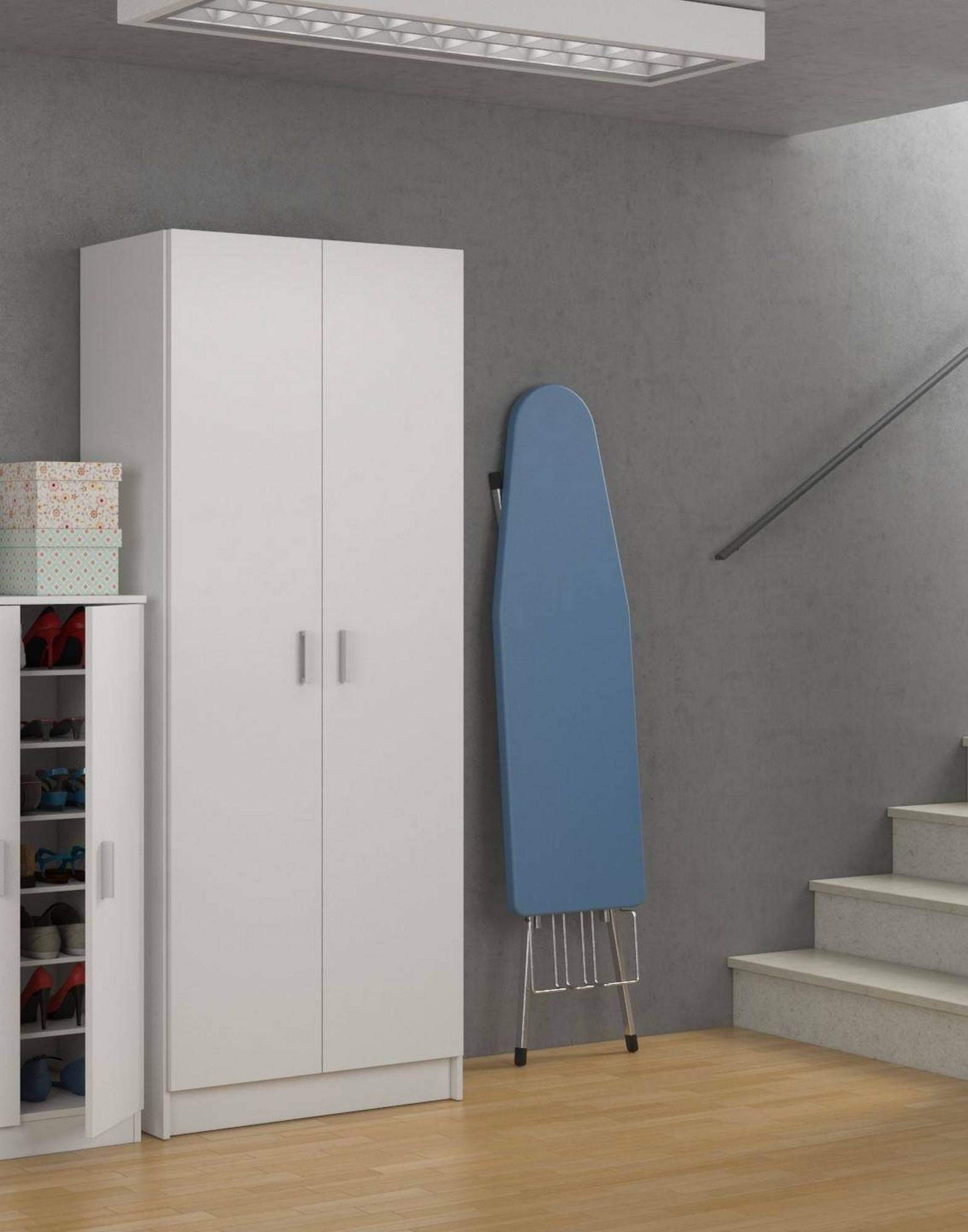 Armoire polyvalente à 2 portes Abadubidu, Armoire à balais, Étagère à chaussures avec étagères, Armoire à chaussures, cm73x37h180 cm, Blanc - 4