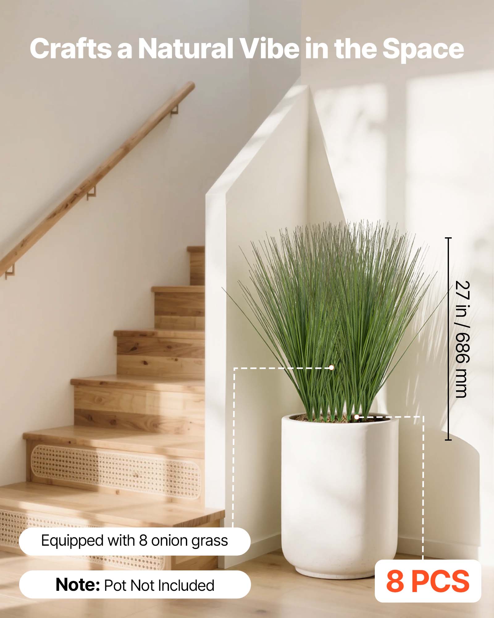 Beebel Piante artificiali da 68,6 cm, erba cipolla verde, arbusti finti fiori erba di grano per casa, casa, interni, esterni, ufficio, stanza, giardinaggio, decorazione per interni, confezione da 6
