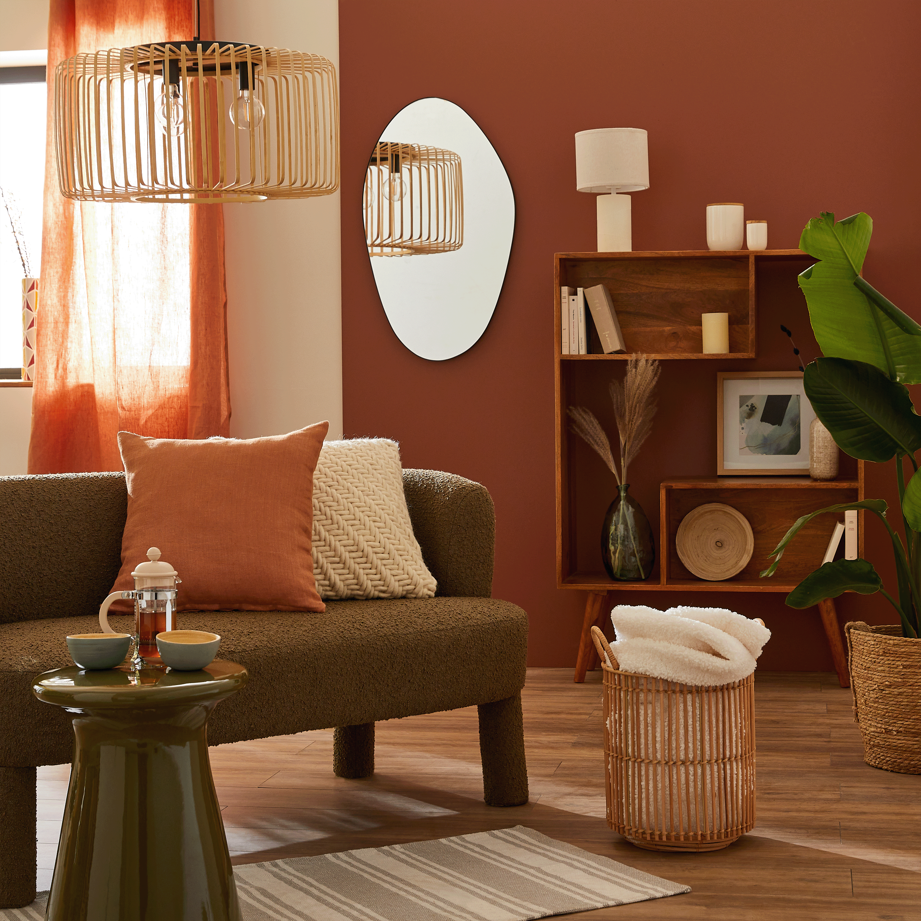 Rideau tamisant LENAYA - l.140 x H.280 cm - Lin - Terracotta - INSPIRE - 7