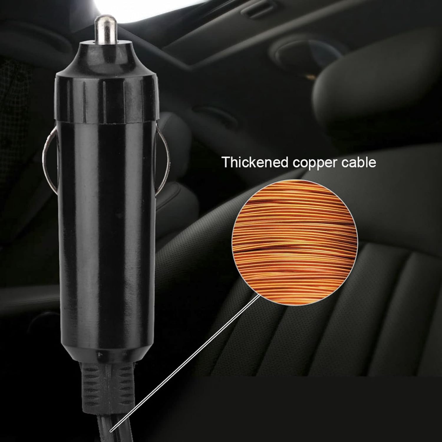 Przenośny ogrzewacz samochodowy, obrotowy 360°, z gniazdem zapalniczki, 12 V, 200 W, czarny - 4