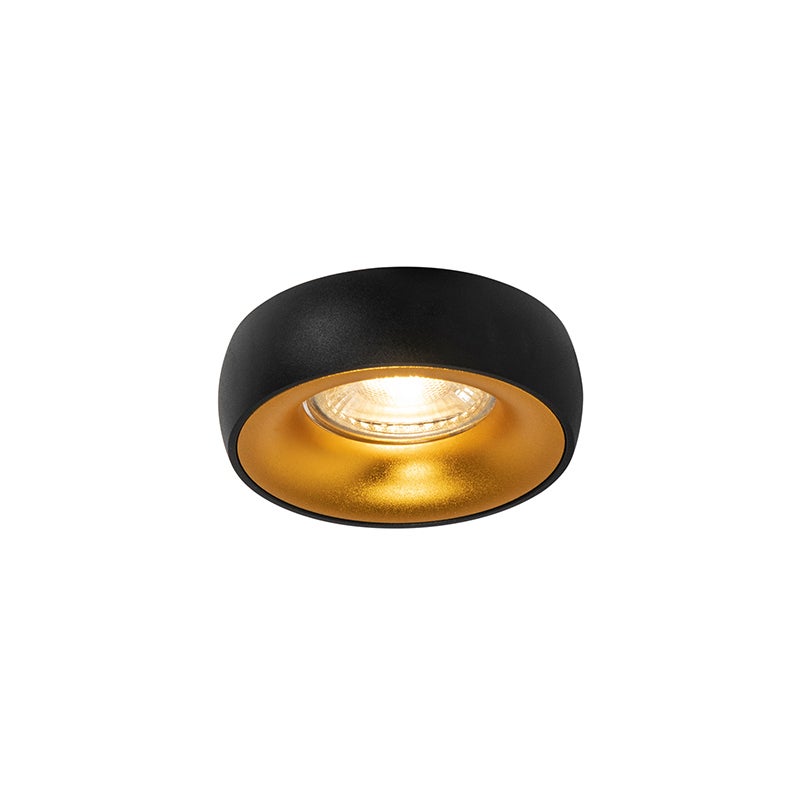 Qazqa reflektory wpuszczane - Mooning - czarny, gu10, max. 50w, kompatybilny z żarówką LED, 8.5cm, okrągły, IP20oświetlenie
