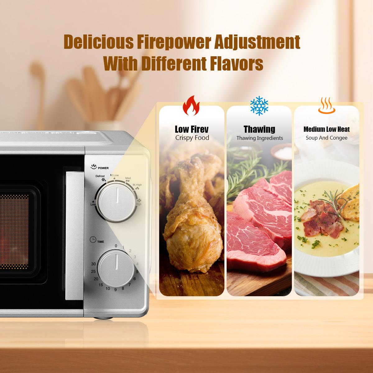 Micro-ondes 20L mécanique compact – Chauffage uniforme 360°, facile à utiliser et à nettoyer - 9