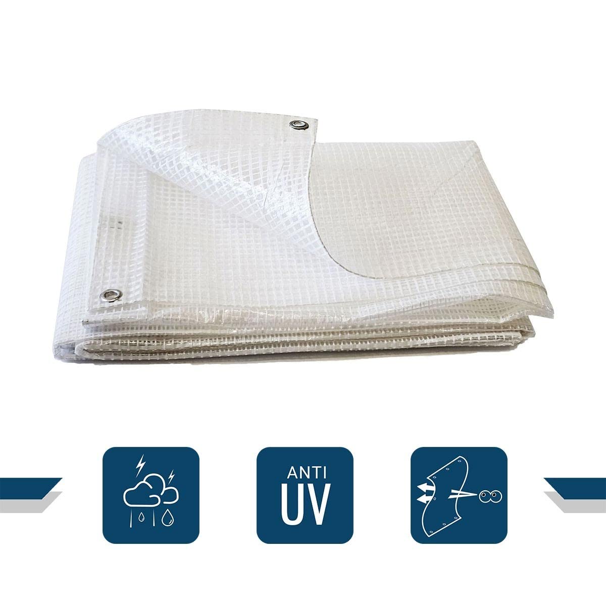 Bâche Transparente Armée 4x10 m - TECPLAST - TR170MU - Bâche de Protection - Haute Qualité - Imperméable - Résistance Anti-UV - 7