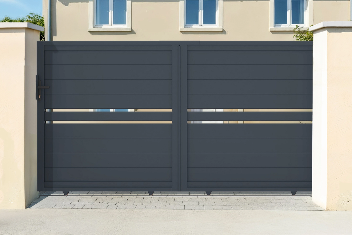 Portail coulissant 3m CIMONE H.160 aluminium gris - 10