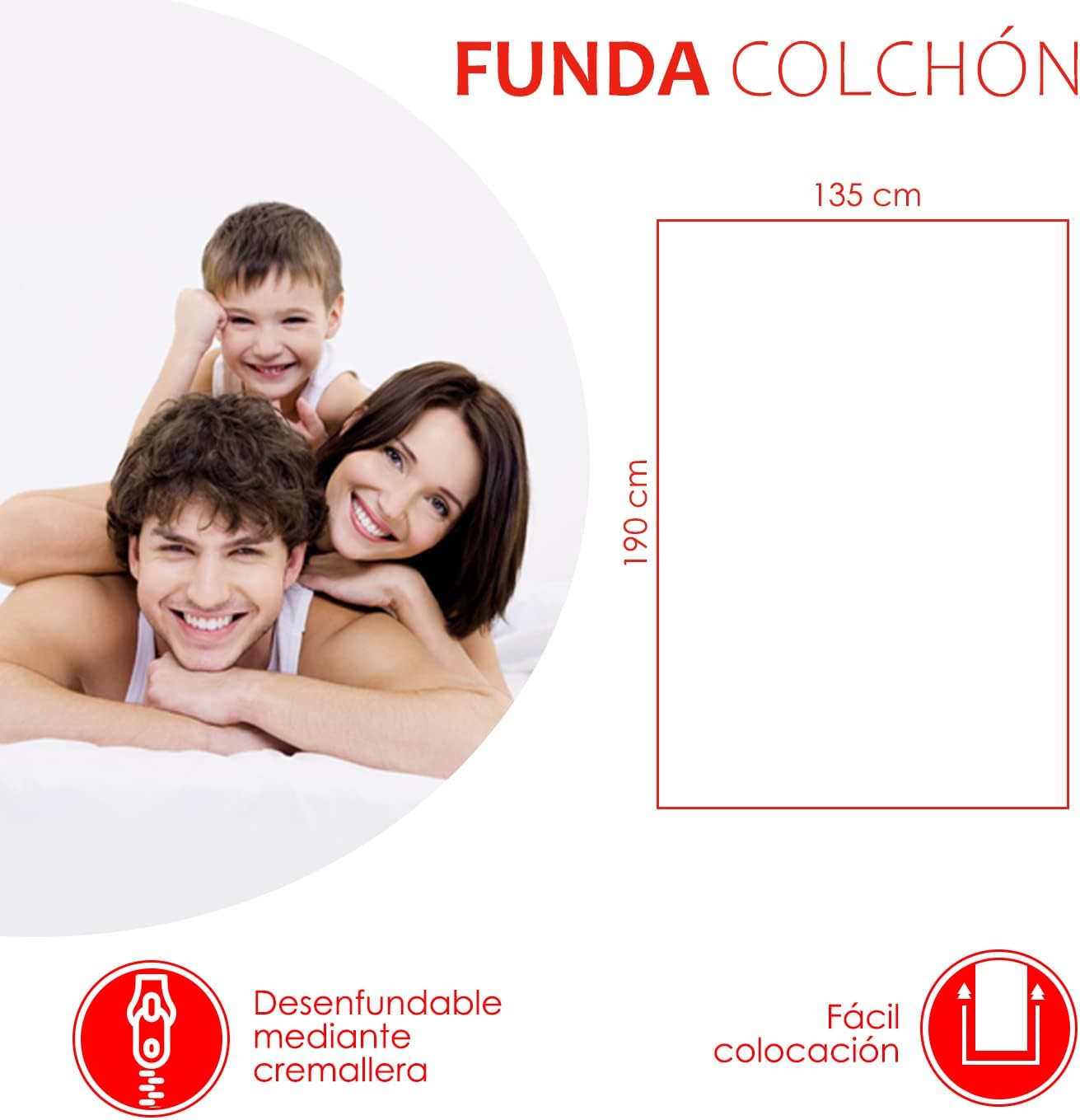 HOME MERCURY - Capa de colchão, Microfibra, Antiácaros, Antibacteriano, Respirável, Estica até 25 cm de profundidade (135 camas) - 4