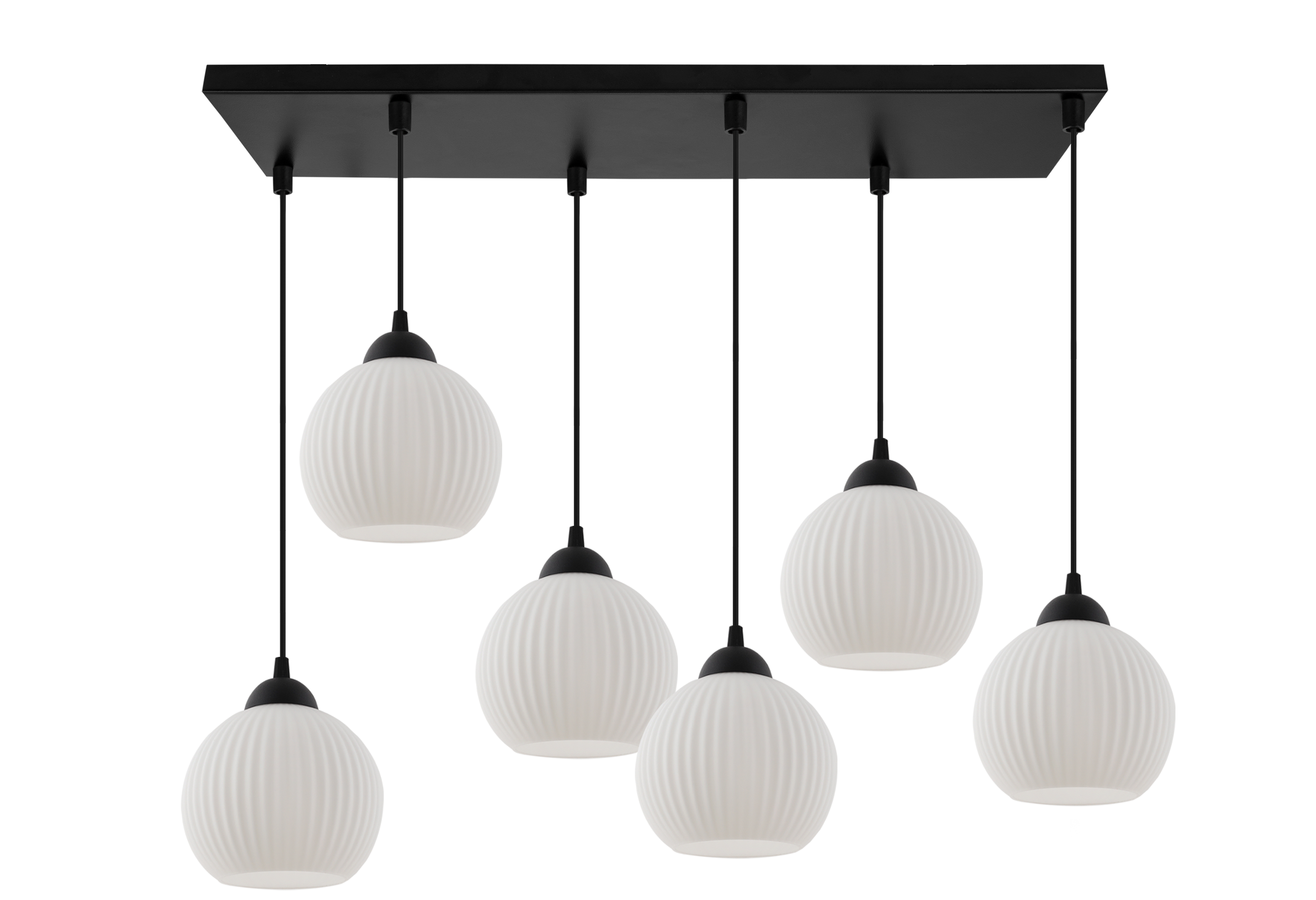 Lampa sufitowa wisząca Riffle loft 6xE27 klosz kula czarna/biała Light Home LH