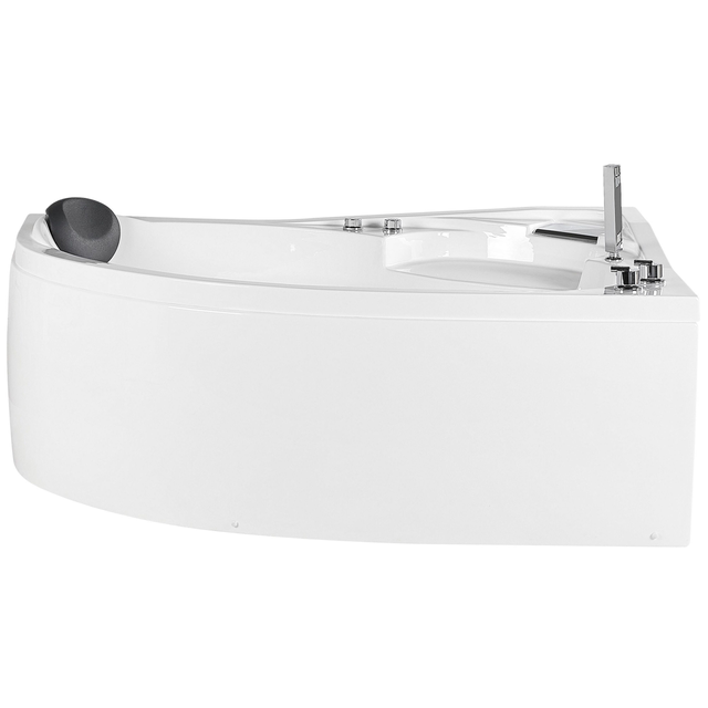 Beliani Bañera de hidromasaje esquinera LED de acrílico blanco/negro/plateado izquierda 150 x 100 cm NEIVA